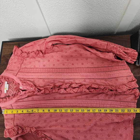 Boden Iris Broderie Ruffle Blouse in Dusty Red - Picture 11 of 11